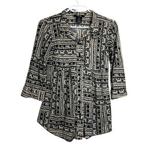 Style &Co Petite Button Down, 3/4 sleeve, Light,Airy Blouse w Stretch